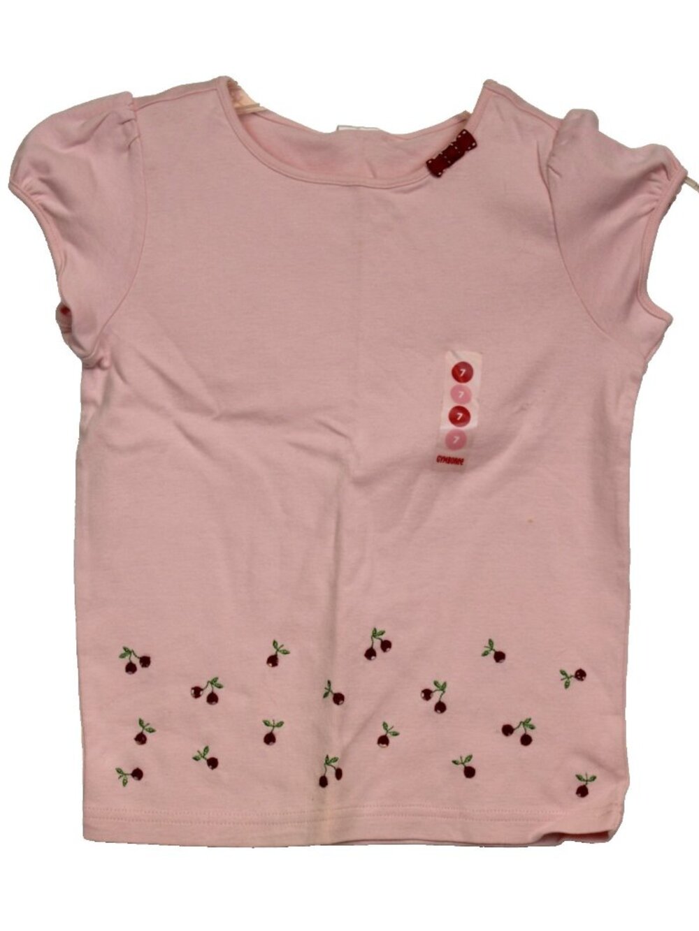 2006 Gymboree Cherry Pie Pink Sequin Shirt Bow sz 12 Puff Cap Sleeve NEW